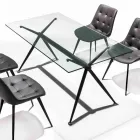 Esstisch mit transparenter Platte aus gehärtetem Glas - Thor Viadurini