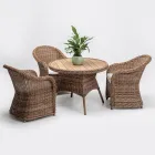 Esstisch für den Außenbereich mit breiter natürlicher Teakholzplatte - Melina Viadurini