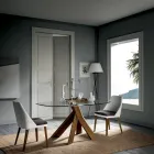 Wohnzimmer Esstisch Glasplatte und Holzbeine - Botanical Viadurini