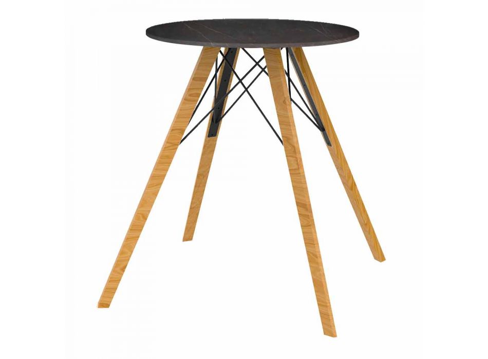 Design Esstisch aus Holz und quadratischem Dekton 4 Stück - Faz Wood von Vondom Viadurini