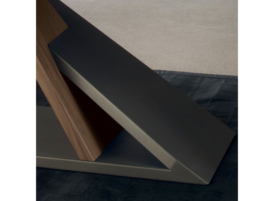 Design-Esstisch mit Metallplatte aus Nussbaum Canaletto - Zorato Wood Viadurini