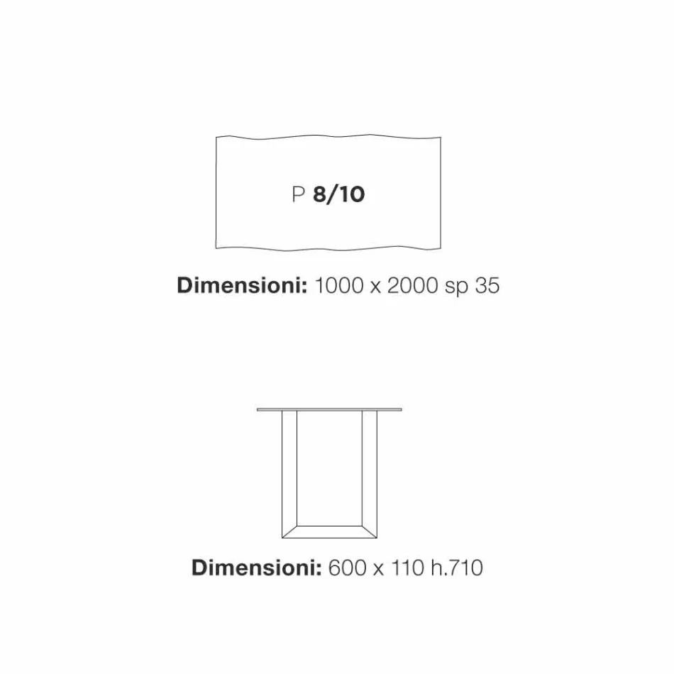 Modernes Design Esstisch 100x200 cm in Holz und Metall Flora Viadurini