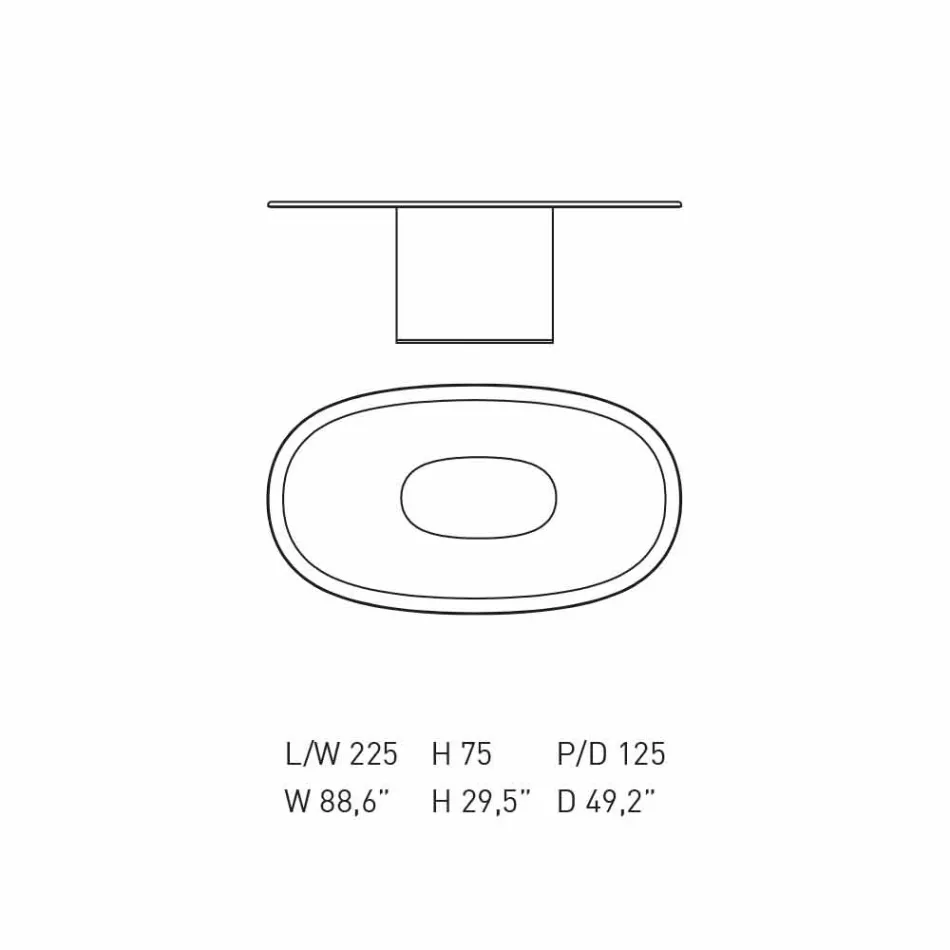 Ovaler Esstisch mit modernem Design aus blauem MDF und Kupfer Made in Italy - Oku Viadurini