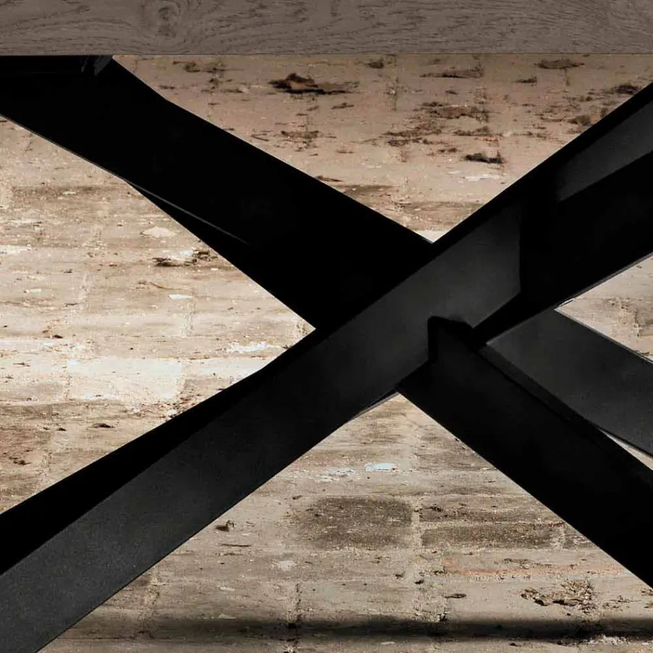 Design Esstisch aus Eiche und Metall made Italy Oncino Viadurini