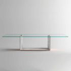Design Esstisch aus Glas mit Metallfuß Made in Italy - Minera Viadurini
