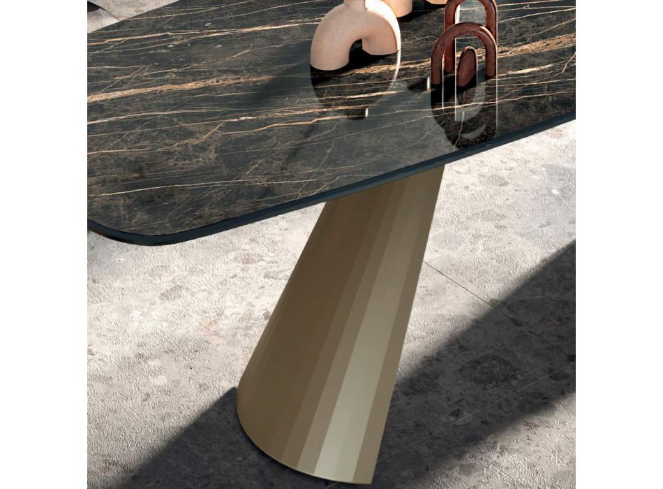 Fester Esstisch mit Fassplatte aus Keramik, hergestellt in Italien – Gläser Viadurini