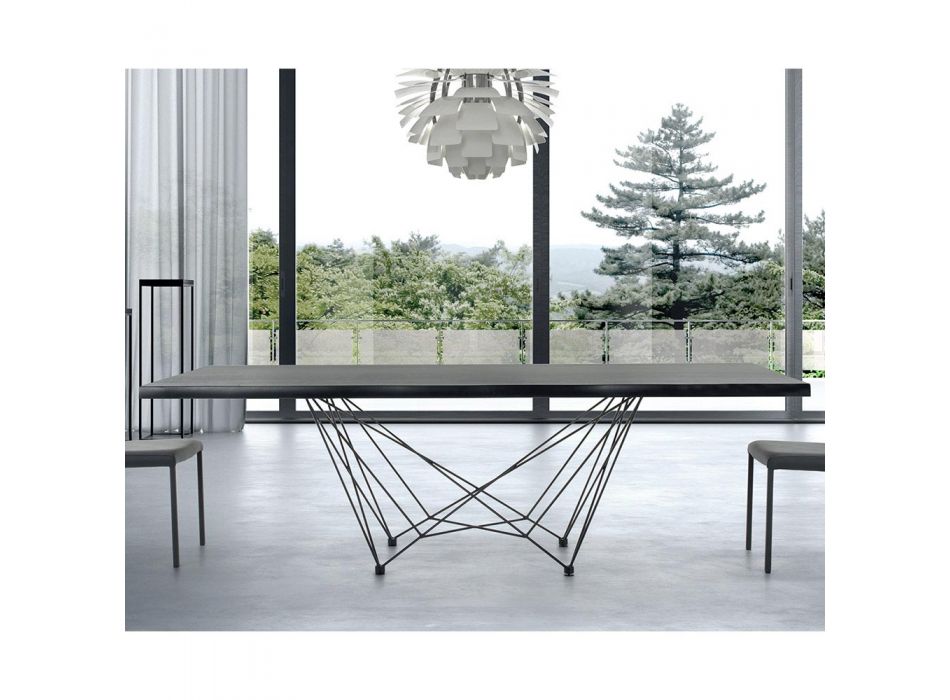 Esstisch aus furniertem Holz und Stahl, hergestellt in Italien – Ezzellino Viadurini