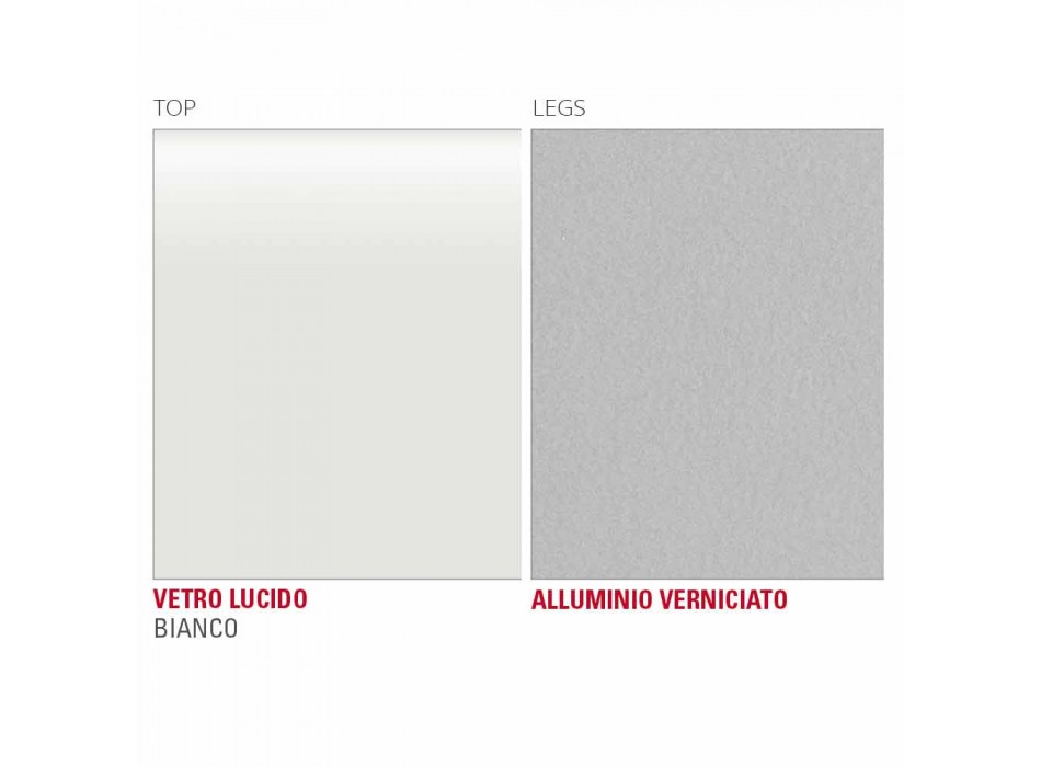 Esstisch aus weißem Glas und lackiertem Metall Made in Italy - Brooch Viadurini