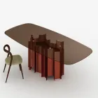 Moderner Esstisch aus Glas und Metall, hergestellt in Italien - Duna Viadurini