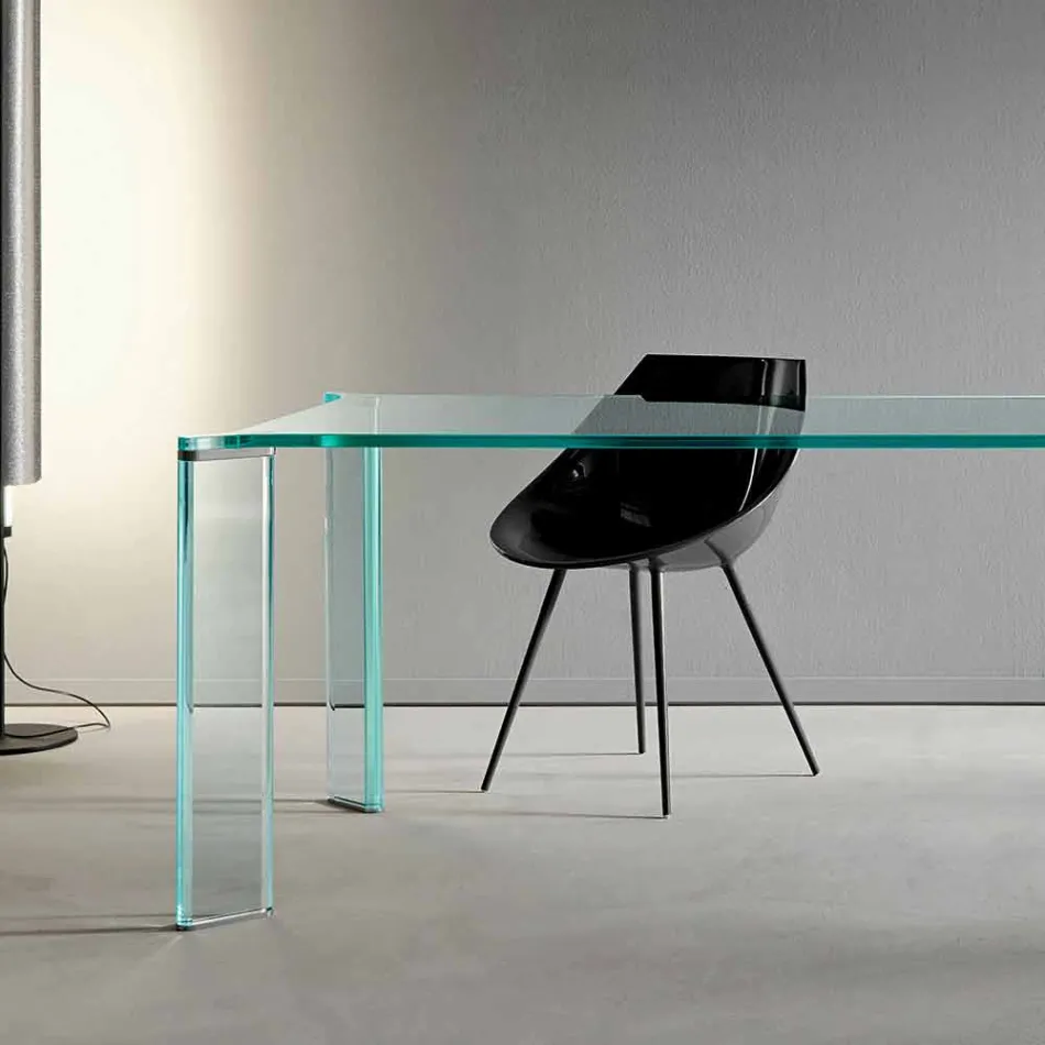 Esstisch aus extra klarem Glas Luxury Design 4 Dimensions - Kuduro Viadurini