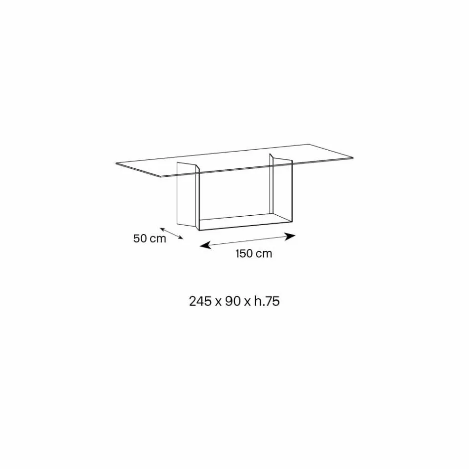 Esstisch aus geräuchertem oder extraleichtem Glas und Metall Made in Italy - Dunkelbraun Viadurini