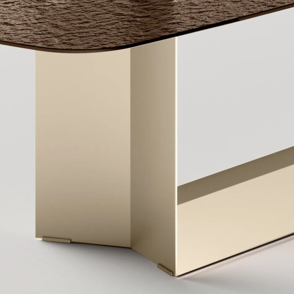 Italienischer Design-Esstisch aus Fusingglas in Bronze oder Rauchgrau - Moro Viadurini