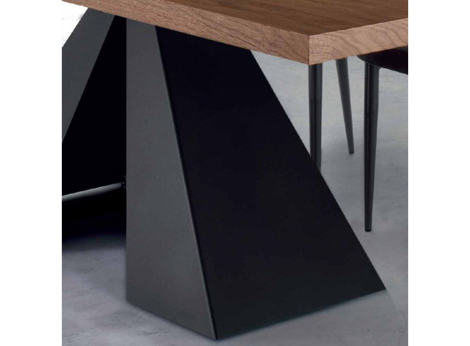 Moderner Esstisch aus furniertem Holz und Stahl, hergestellt in Italien – Dalmata Viadurini
