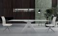 Moderner Esstisch aus Glas und weißem Stahl, hergestellt in Italien – Dalmata