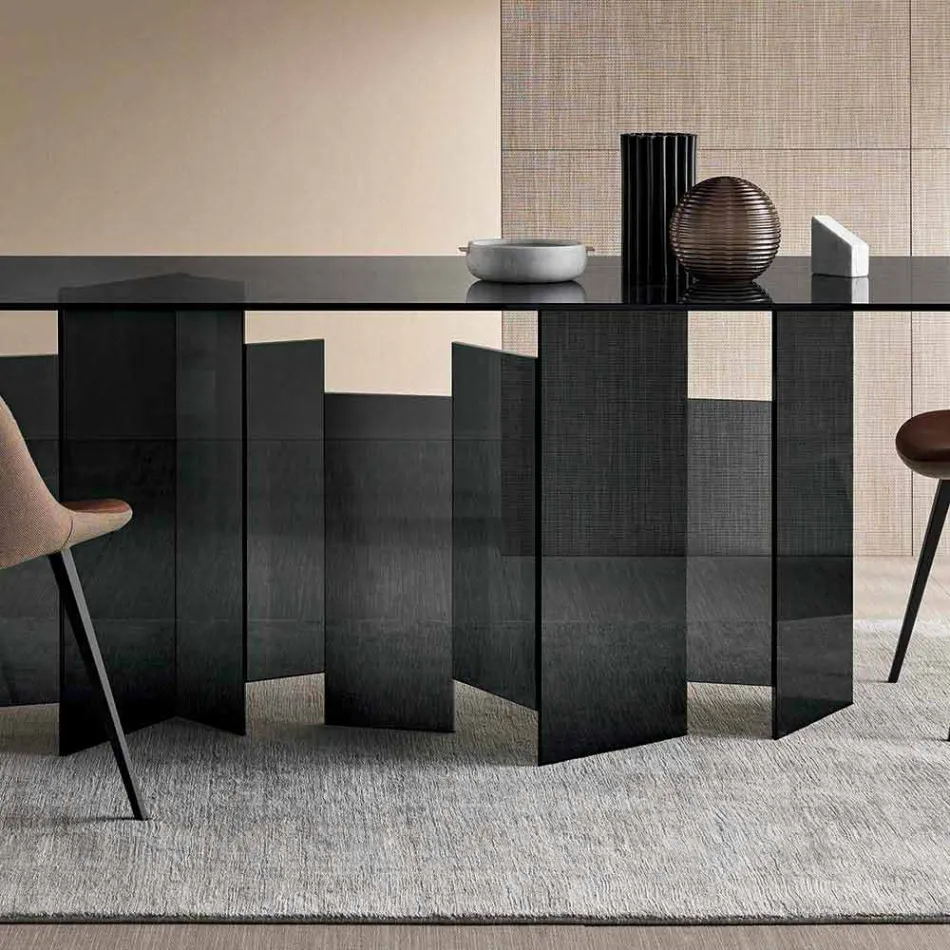 Moderner Esstisch aus extraleichtem oder geräuchertem Glas Made in Italy - Zufällig Viadurini