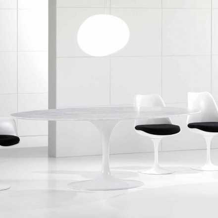Ovaler Esstisch mit Carrara-Marmorplatte Made in Italy - Nero Viadurini