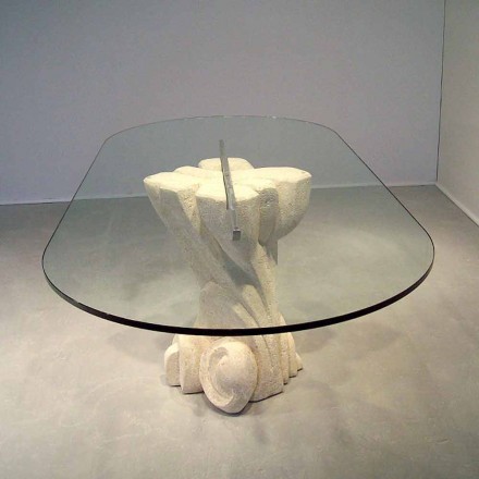 oval Esstisch in Stein und Glas modernes Design Aphrodite Viadurini