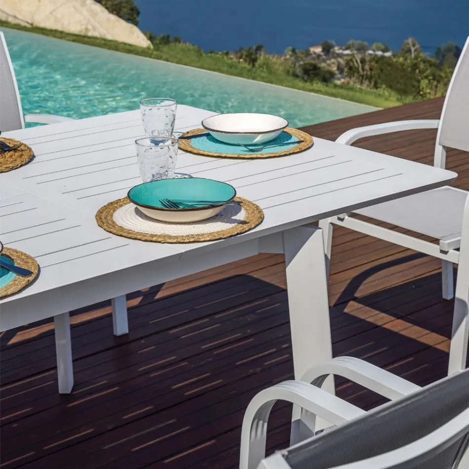 Ausziehbarer Outdoor-Esstisch bis zu 240 cm aus Aluminium - Levanto Viadurini