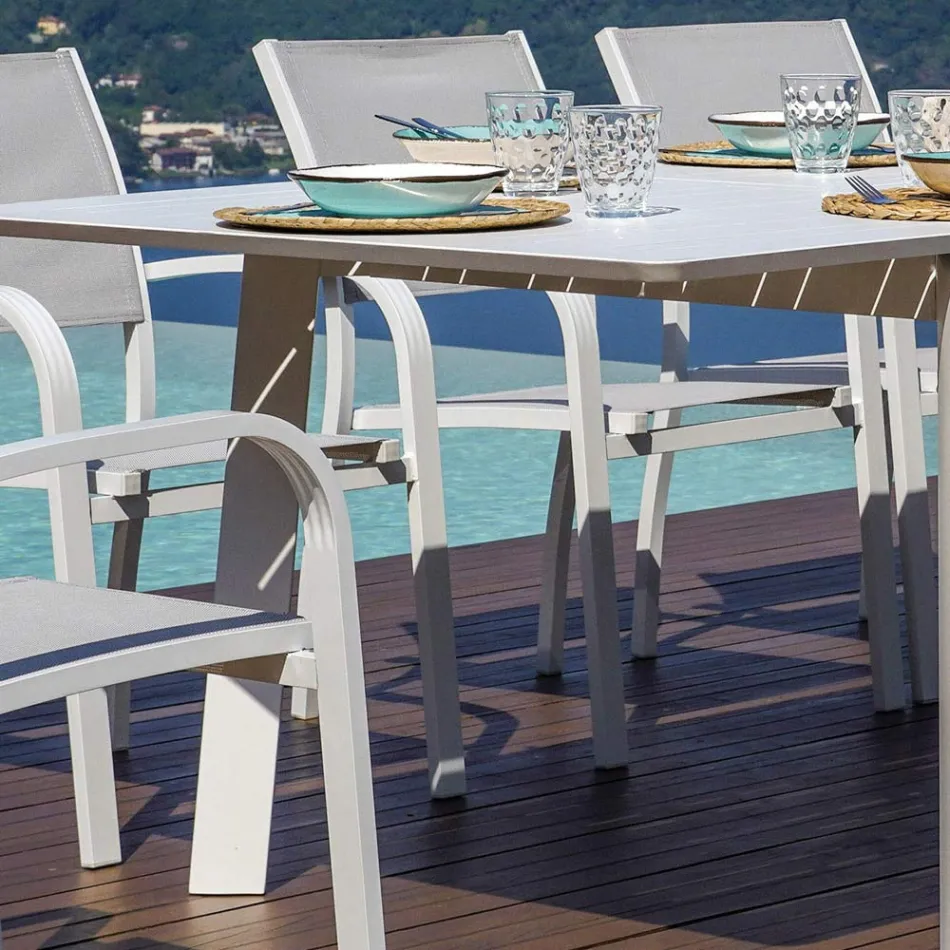 Ausziehbarer Outdoor-Esstisch bis zu 240 cm aus Aluminium - Levanto Viadurini
