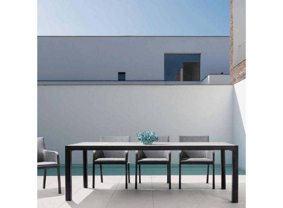 Esstisch für den Außenbereich aus Keramik und Aluminium, Homemotion - Salem Viadurini