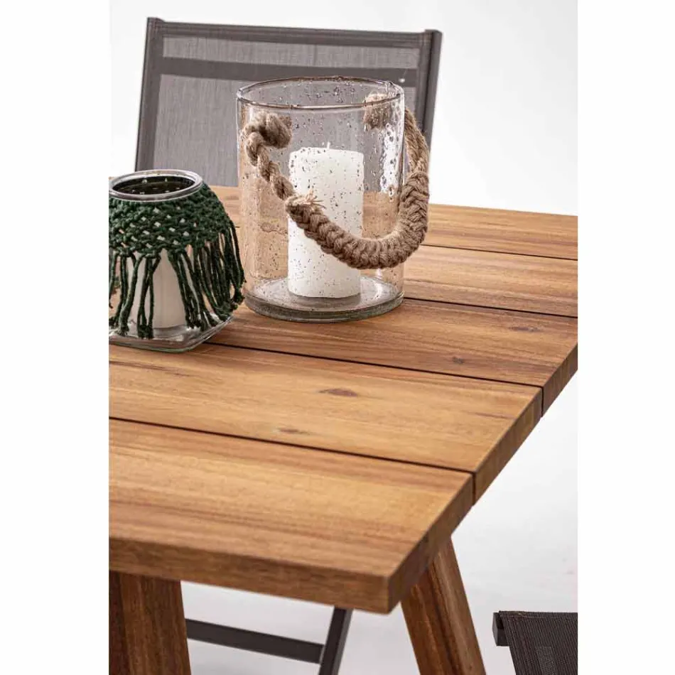 Esstisch im Freien in Acacia Wood Oil Finish - Leonard Viadurini