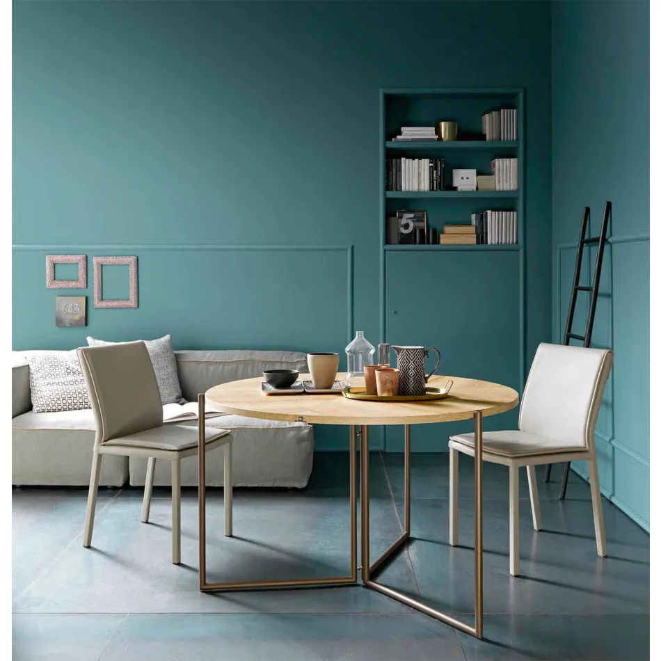 Moderner klappbarer Esstisch aus Holz und Metall Made in Italy - Menelao Viadurini