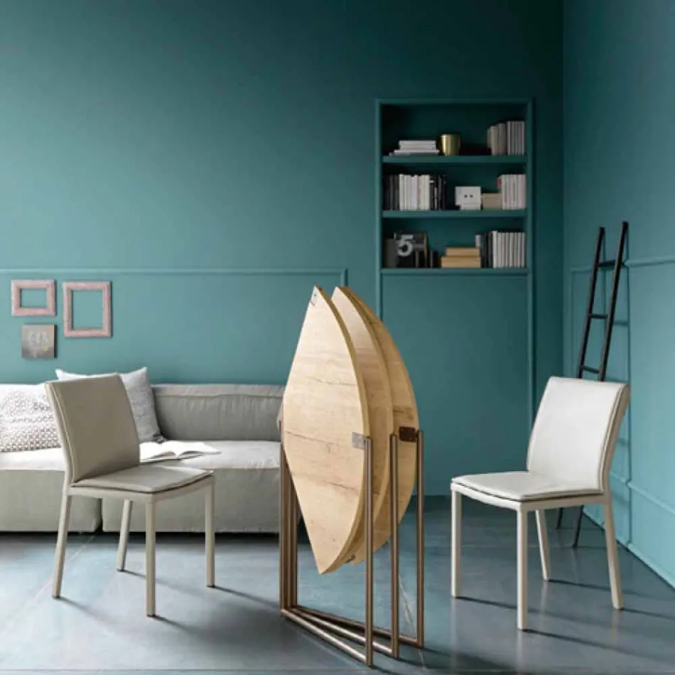 Moderner klappbarer Esstisch aus Holz und Metall Made in Italy - Menelao Viadurini