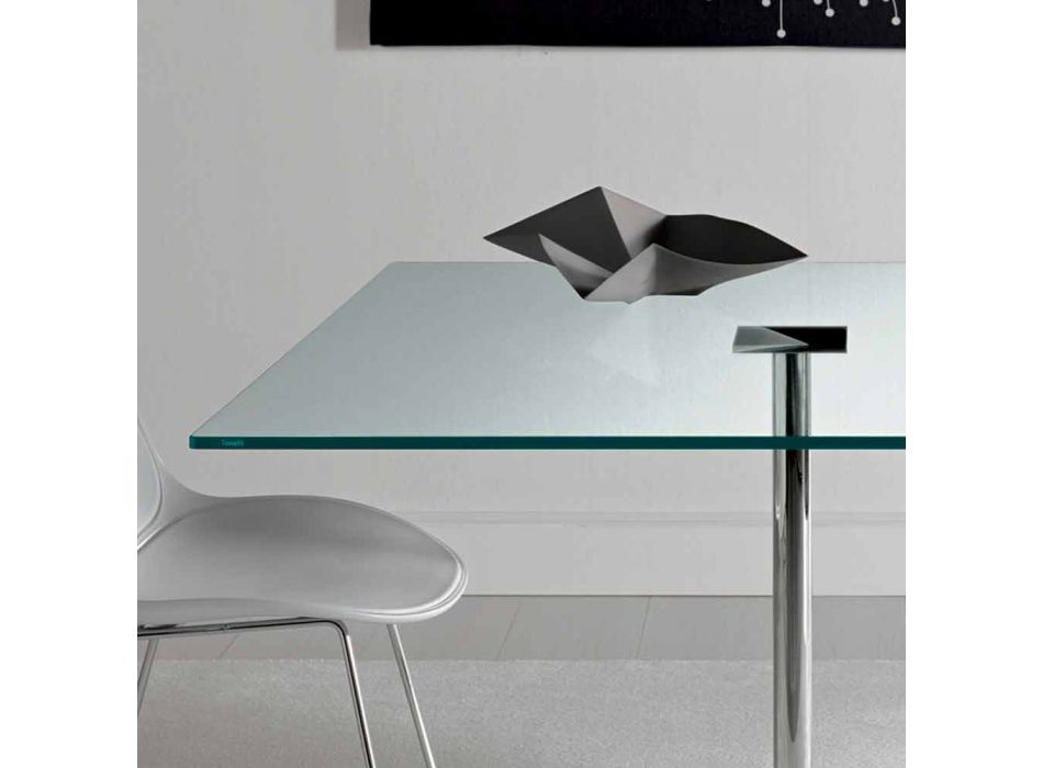 Quadratischer Esstisch aus extraleichtem Glas und Metall Made in Italy - Dolce Viadurini