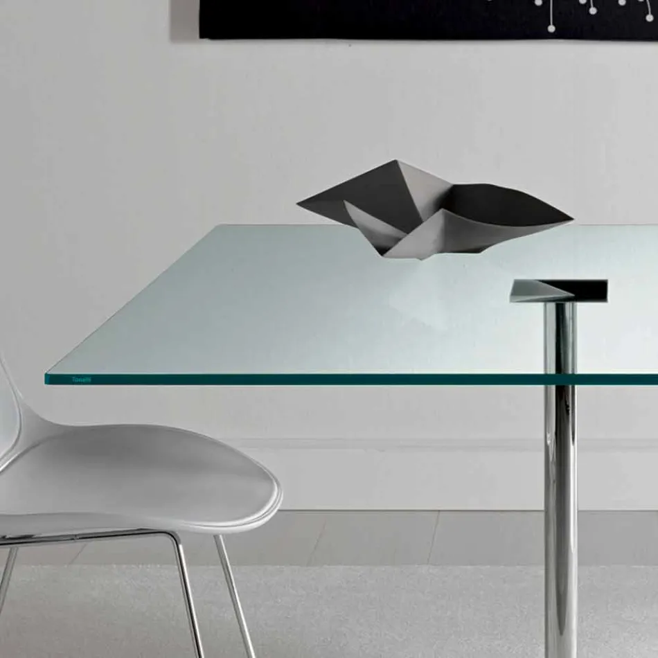 Quadratischer Esstisch aus extraleichtem Glas und Metall Made in Italy - Dolce Viadurini