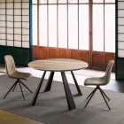 Runder Esstisch ausziehbar Bis zu 370 cm in Holz und Metall - Caimano Viadurini