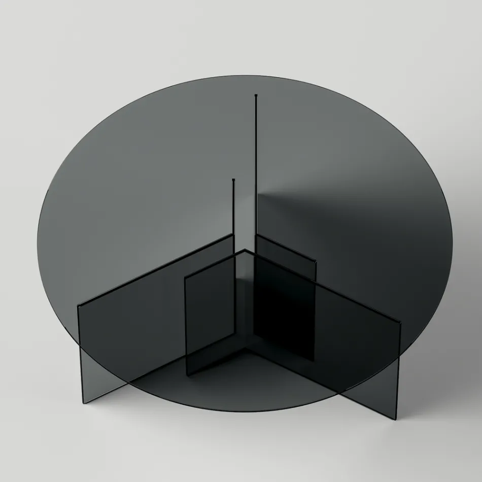 Runder Esstisch mit Sockel und Glasplatte Made in Italy - Charles Viadurini