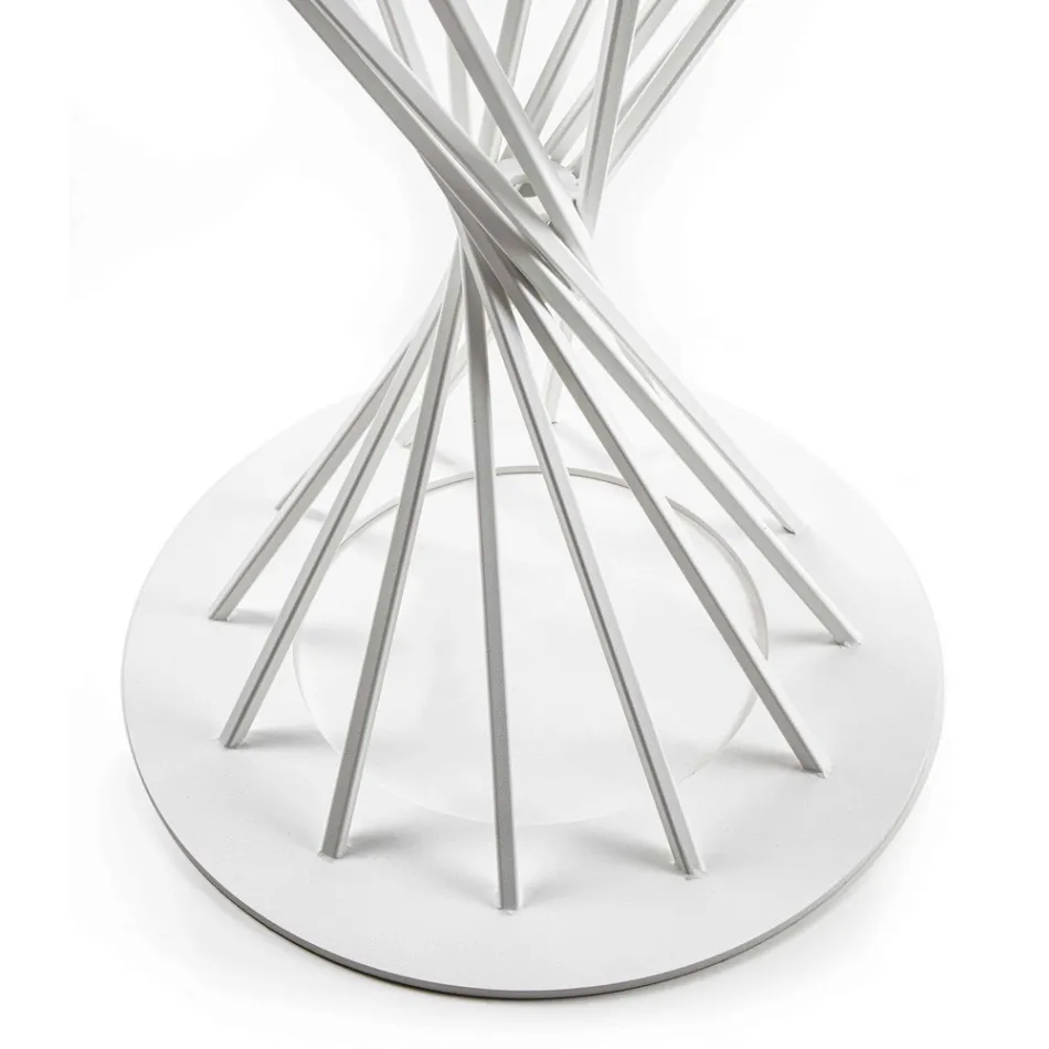 Runder Esstisch mit laminierter Holzplatte und Stahlsockel - Mileto Viadurini