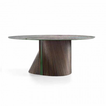 Runder Esstisch aus poliertem Steinzeug und Holz Made in Italy - Madame Viadurini