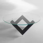 Runder Esstisch aus Holz mit Glasplatte Bao, modernes Design Viadurini