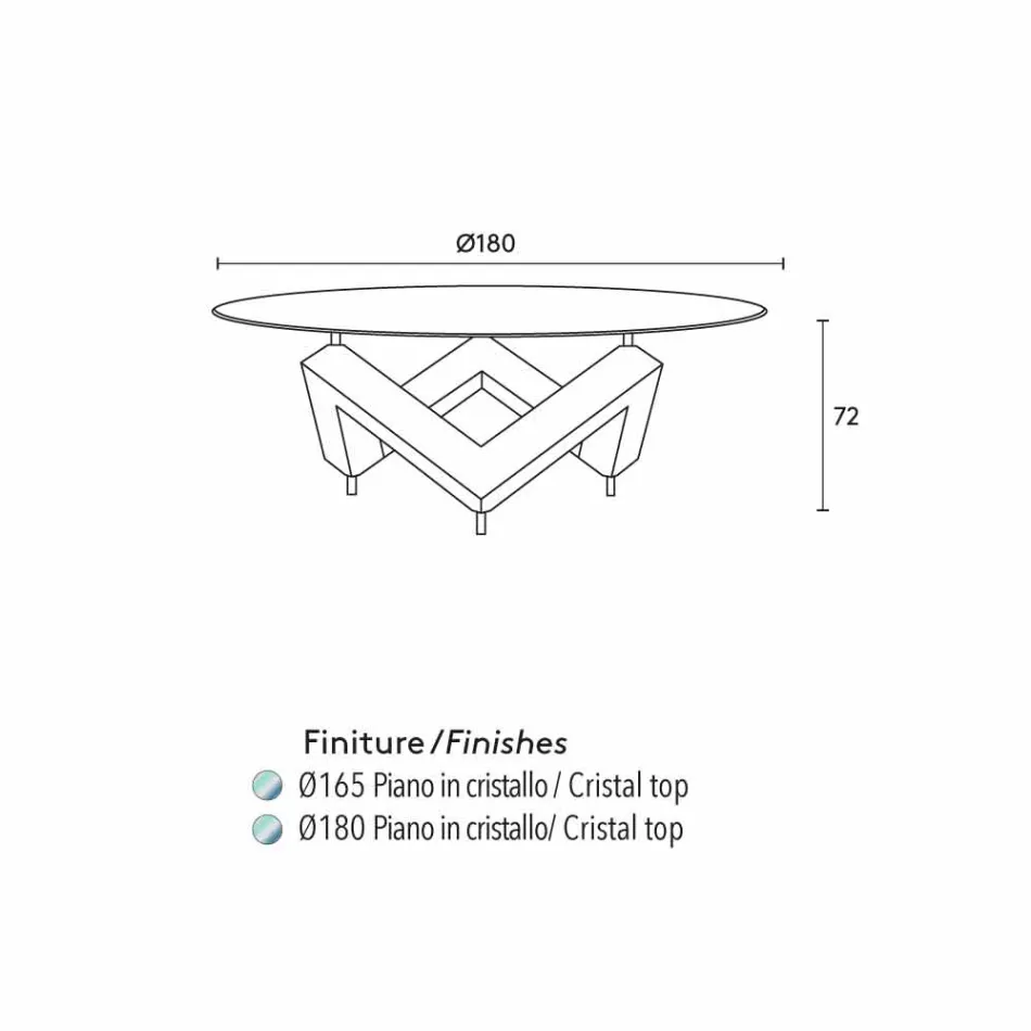 Runder Esstisch aus Holz mit Glasplatte Bao, modernes Design Viadurini