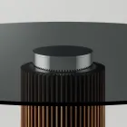 Runder Esstisch aus Rauchglas mit Holzsockel Made in Italy - Rondo Viadurini