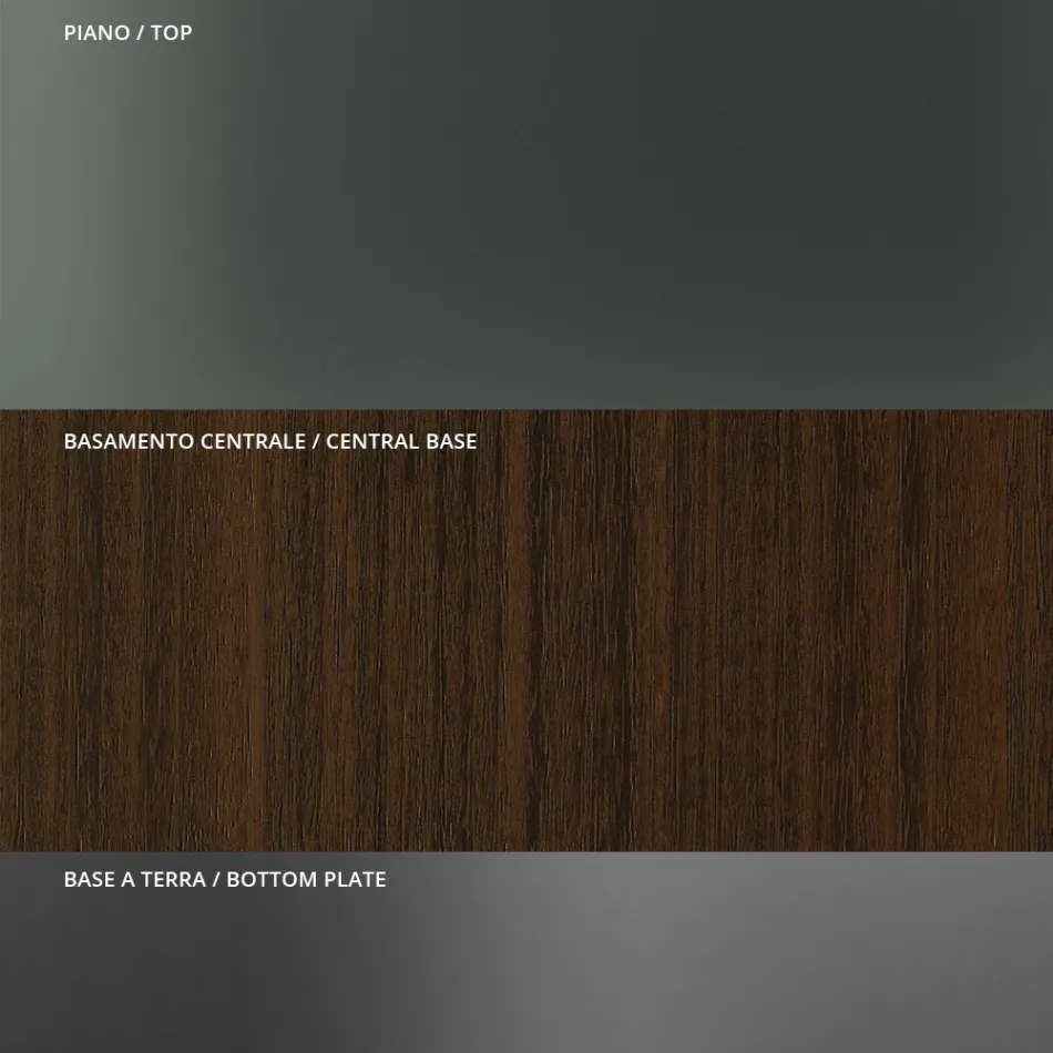 Runder Esstisch aus Rauchglas mit Holzsockel Made in Italy - Rondo Viadurini