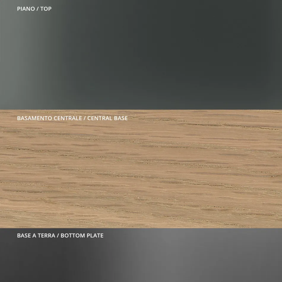 Runder Esstisch aus Rauchglas mit Holzsockel Made in Italy - Rondo Viadurini