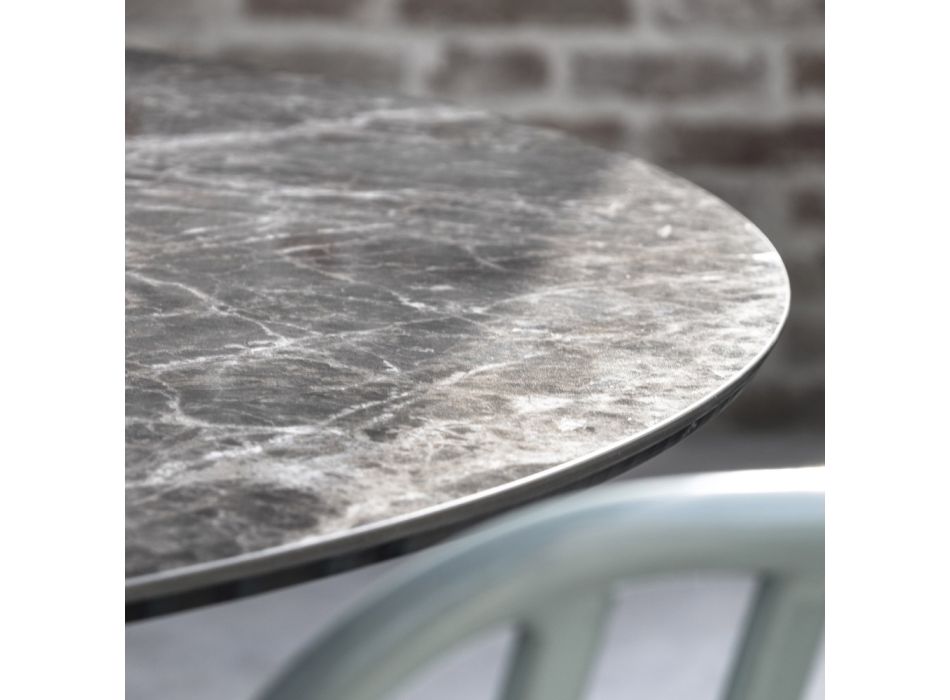 Runder Esstisch aus Glaskeramik und Metall Made in Italy - Alfero Viadurini