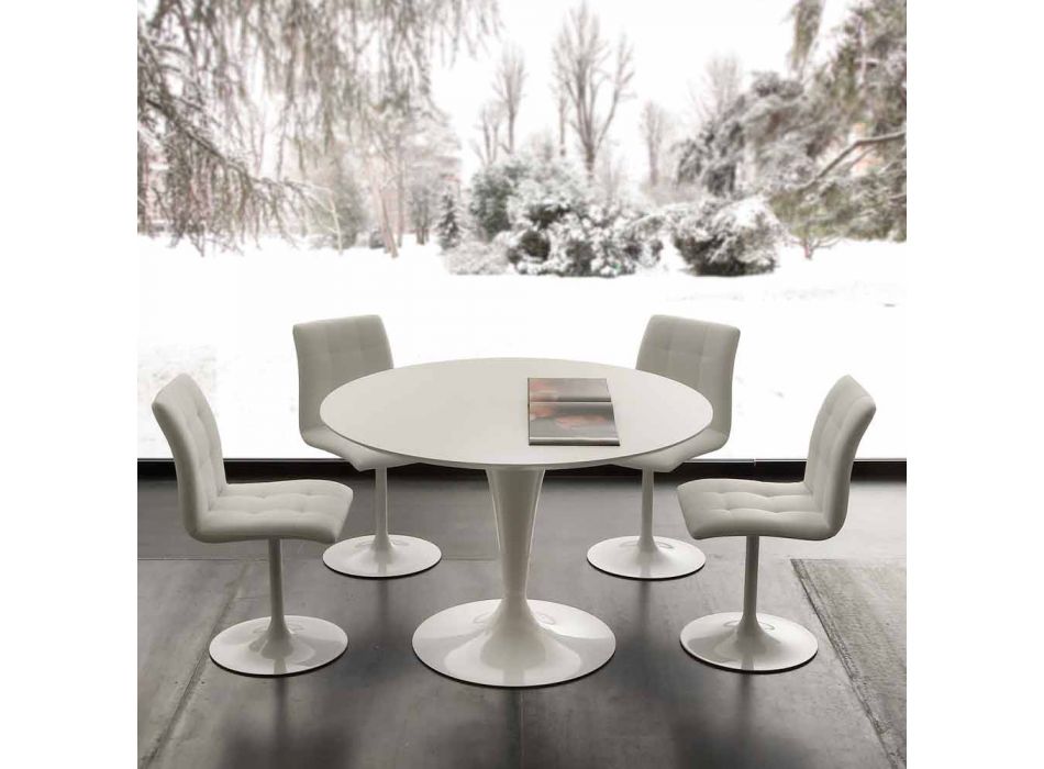 Topeka weißer runder Esstisch, modernes Design Viadurini