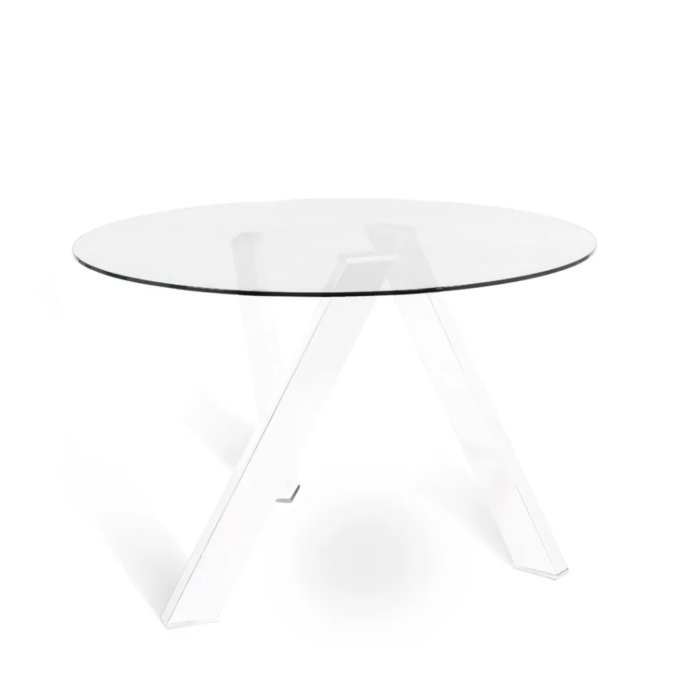 Adamo runder Esstisch mit Glasplatte, modernes Design Viadurini