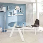 Adamo runder Esstisch mit Glasplatte, modernes Design Viadurini