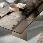 160x90 Wohnzimmertisch mit transparenter, gehämmertem Glasplatte - Martello Viadurini