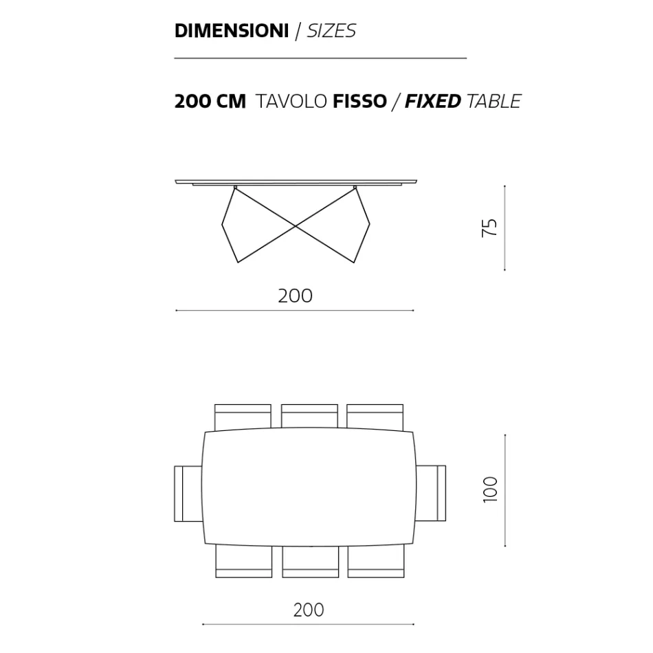 Wohnzimmertisch 200x100 aus Eichenfurnier und Metall - Cross Viadurini