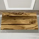 Wohnzimmertisch mit Eichenholzplatte und farbigem Epoxidharz – Miklas Viadurini