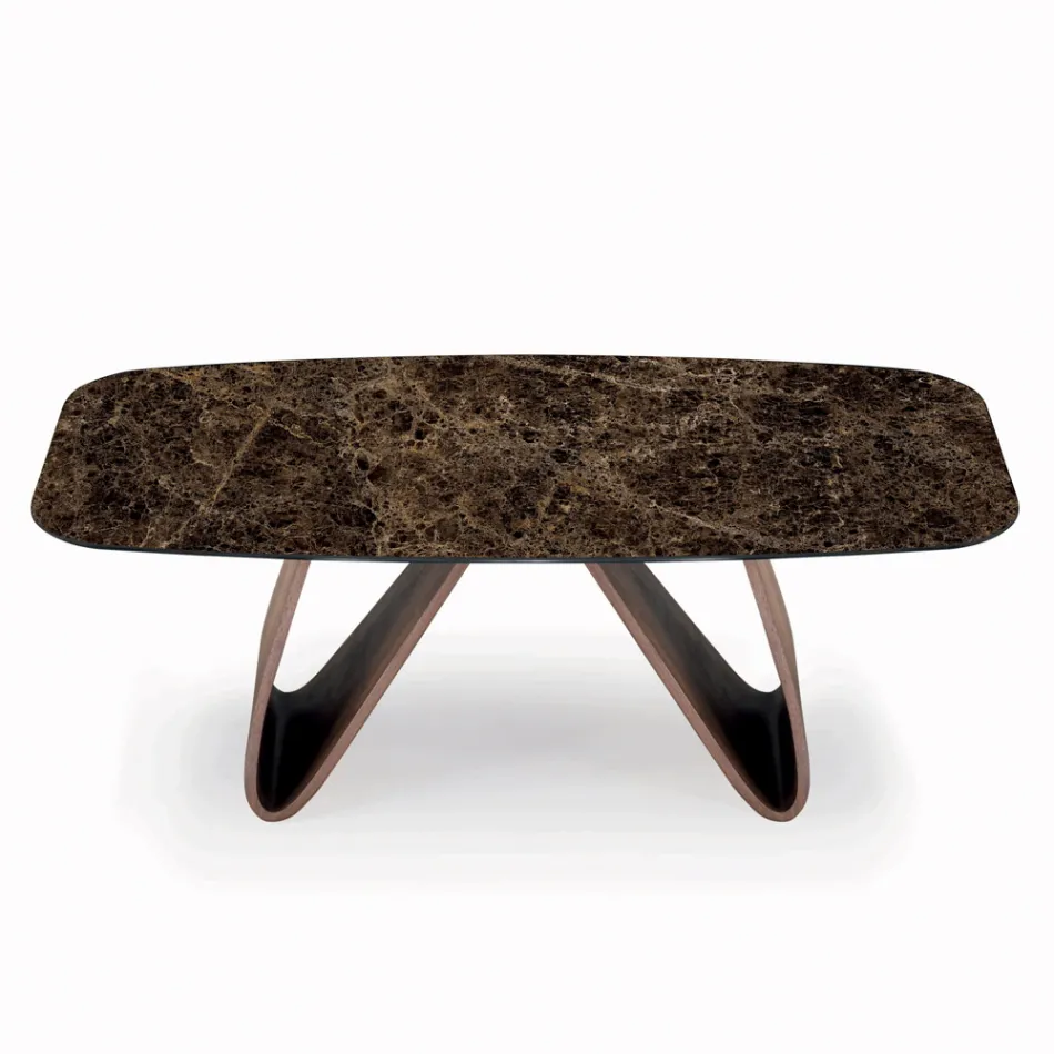 Fester Wohnzimmertisch mit Holzgestell, hergestellt in Italien – Equatore Viadurini