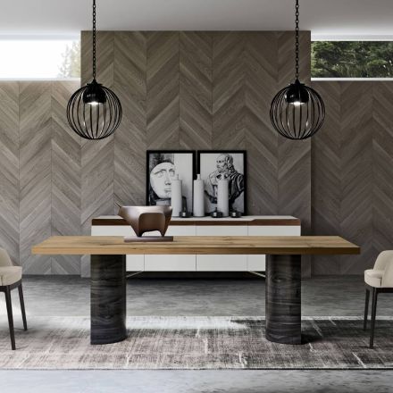 Moderner Wohnbereichtisch aus Massivholz, hergestellt in Italien – Catrin Viadurini