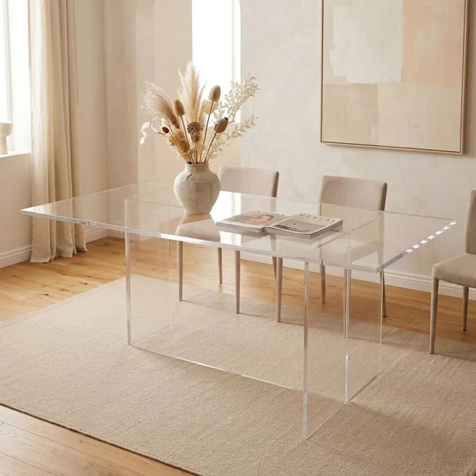 Selenia Minimalistischer Designtisch aus transparentem Plexiglas, hergestellt in Italien Viadurini