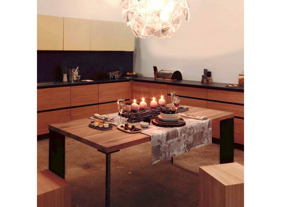 Moderner Designtisch aus natürlichem Walnussholz, L180xP90cm, Yvonne Viadurini