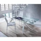 Designer Tisch ausziehbar Metall und gehärtetes Glas Mesa Viadurini